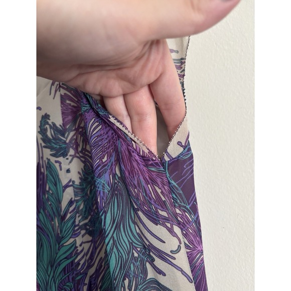 Garnet Hill SILK Dress Size 6 Small Flowy Purple Blue Going Out Party - Picture 6 of 7
